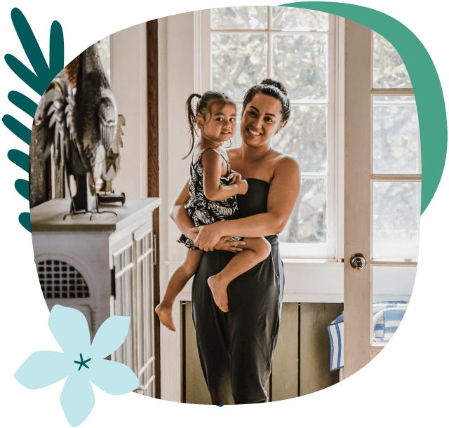 mother and daughter in home