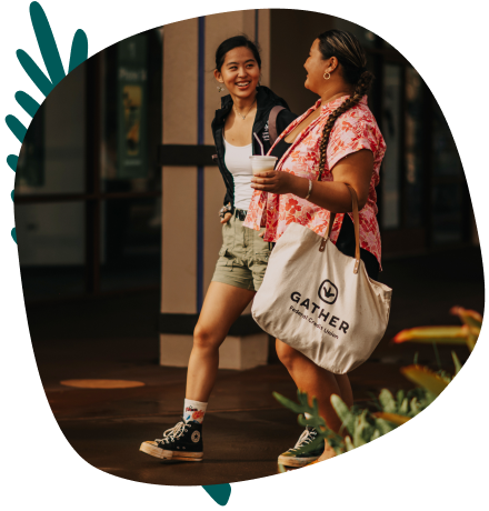 Two females walking outside